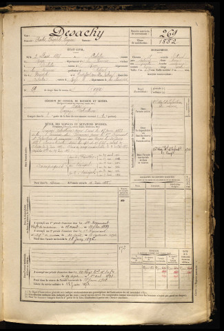 Desachy, Charles Théophile Eugène, né le 03 mars 1865 à Balâtre (Somme), classe 1885, matricule n° 269, Bureau de recrutement de Péronne