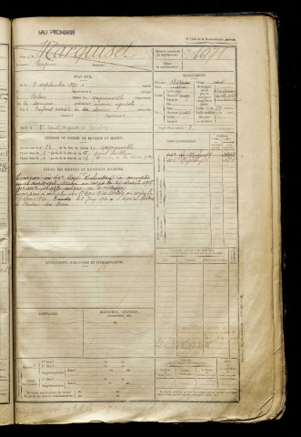 Marquiset, Eugène, né le 03 septembre 1899, classe 1919, matricule n° 1071, Bureau de recrutement d'Abbeville