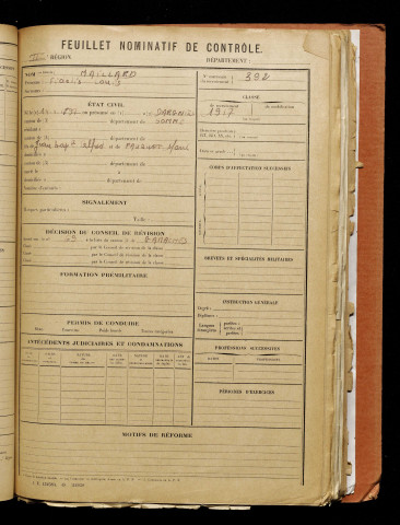 Maillard, Fidelis Louis, né le 14 avril 1897 à Dargnies (Somme), classe 1917, matricule n° 392, Bureau de recrutement d'Abbeville
