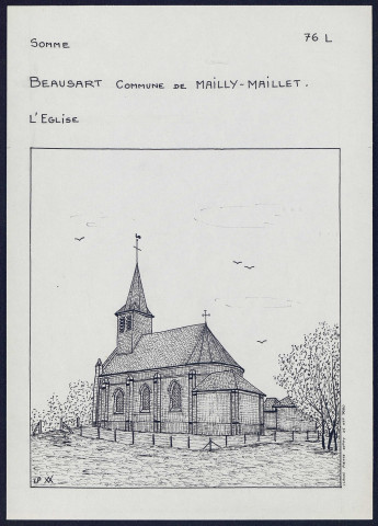 Beausart (commune de Mailly-Maillet) : l'église - (Reproduction interdite sans autorisation - © Claude Piette)