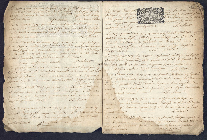 Oisemont : baptêmes, mariages, sépultures (1709-1711)