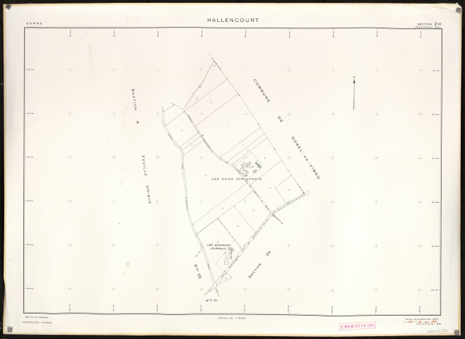 Plan du cadastre rénové - Hallencourt : section ZH