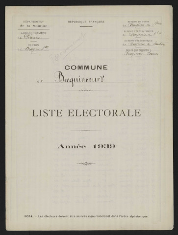 Liste électorale : Becquincourt