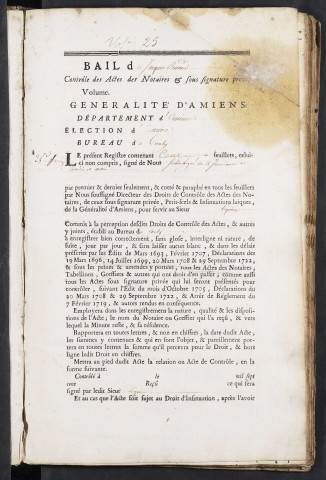 Contrôle des actes du bureau de Conty pour la période du 23 novembre 1750 au 3 septembre 1753