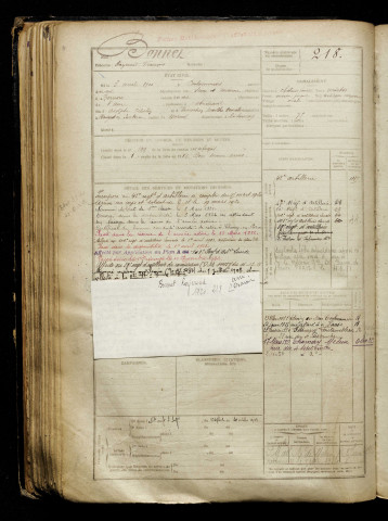 Bonnet, Raymond François, né le 03 avril 1900 à Coulommiers (Seine-et-Marne), classe 1920, matricule n° 218, Bureau de recrutement de Péronne