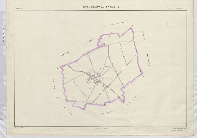 Plan du cadastre rénové - Hypercourt (Hyencourt-le-Grand) : tableau d'assemblage (TA)