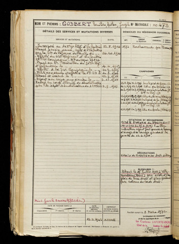 Godbert, Emilien Arthur Joseph, né le 06 novembre 1897 à Limeux (Somme), classe 1917, matricule n° 473, Bureau de recrutement d'Abbeville