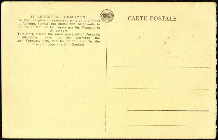 Carte postale intitulée "Le Fort de Douaumont"