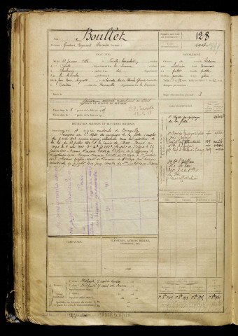 Boullet, Gustave Raymond Alexandre, né le 22 janvier 1886 à Friville-Escarbotin (Somme), classe 1906, matricule n° 128, Bureau de recrutement d'Abbeville