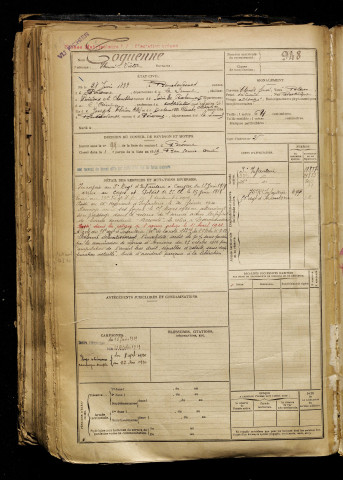 Toquenne, Henri Victor, né le 28 juin 1899 à Bouchavesnes-Bergen (Somme), classe 1919, matricule n° 948, Bureau de recrutement de Péronne