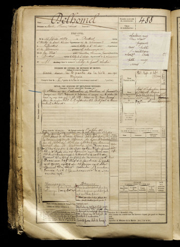 Delhomel, Nestor Henri Louis, né le 15 février 1889 à Bussus-Bussuel (Somme), classe 1909, matricule n° 488, Bureau de recrutement d'Abbeville
