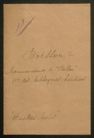 Témoignage de Boisson, G. (Commandant "Le Rollon") et correspondance avec Jacques Péricard