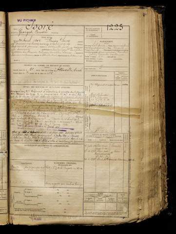 Isoré, Georges André, né le 20 avril 1897 à Croissy-sur-Seine (Yvelines), classe 1917, matricule n° 1225, Bureau de recrutement d'Abbeville