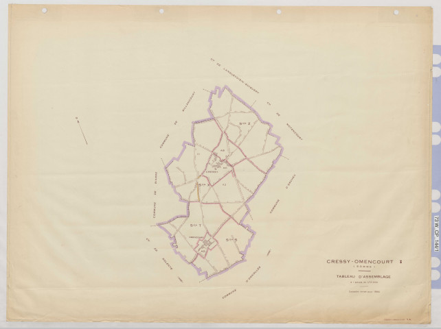 Plan du cadastre rénové - Cressy-Omencourt : tableau d'assemblage (TA)