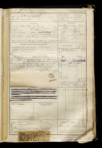 Fouquet, Jeean Marie Joseph, né le 28 mars 1901 à Hornoy-le-Bourg (Somme), classe 1921, matricule n° 174, Bureau de recrutement d'Amiens