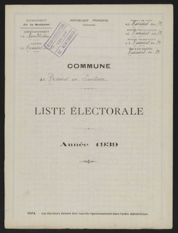 Liste électorale : Rosières-en-Santerre