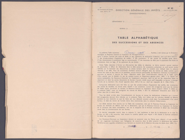 Table des successions et absences du bureau de Poix-de-Picardie