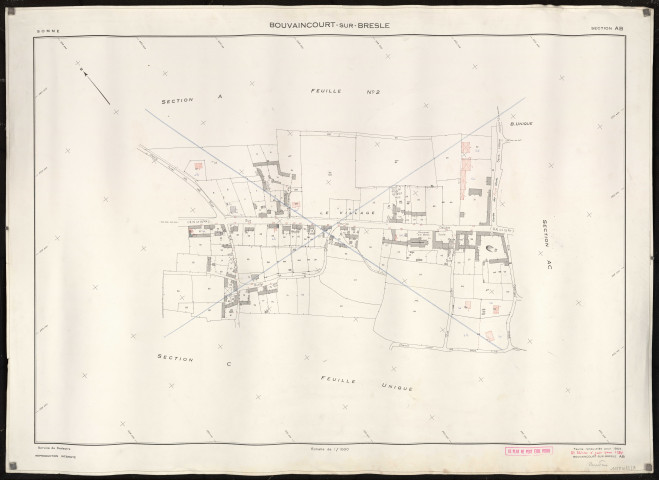 Plan du cadastre rénové - Bouvaincourt-sur-Bresle : section AB