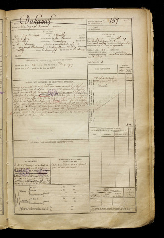 Duhamel, Denis Joseph Marcel, né le 05 juin 1894 à Breilly (Somme), classe 1914, matricule n° 157, Bureau de recrutement d'Amiens