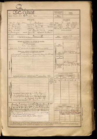 Béguin, Salvador Arsène Modeste, né le 26 juin 1868 à Boisbergues (Somme), classe 1888, matricule n° 125, Bureau de recrutement d'Abbeville