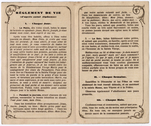 Souvenir de mission - Règlement de vie