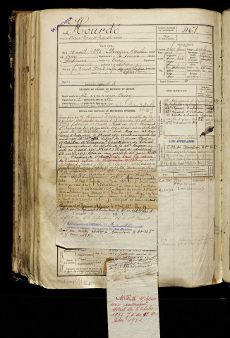Hourdé, Oscar Ernest Auguste, né le 10 avril 1895 à Dompierre-sur-Authie (Somme), classe 1915, matricule n° 461, Bureau de recrutement d'Abbeville