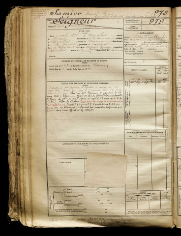 Samier, Marcel Henri, classe 1914, matricule n° 978, Bureau de recrutement d'Abbeville