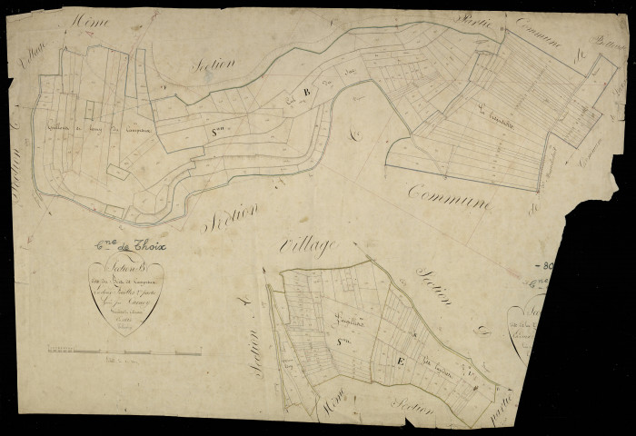 Plan du cadastre napoléonien - Thoix : Bois de Campreux (Le) ; Vallée du Puits (La), B2 et E2