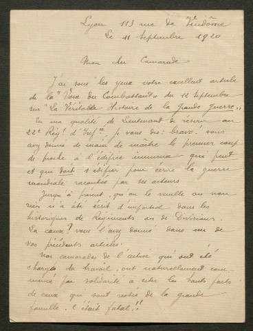 Témoignage de Berod, Arsène et correspondance avec Jacques Péricard