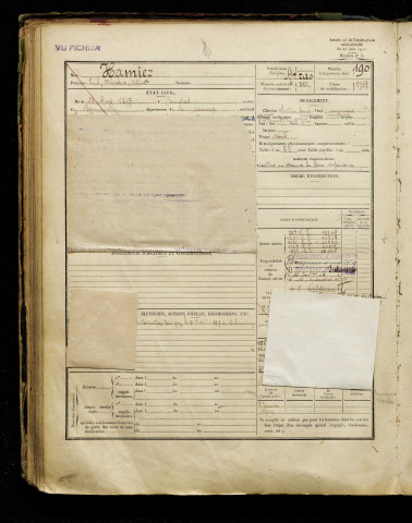 Hamiez, Paul Cléophas Octave, né le 18 mars 1897 à Candas (Somme), classe 1917, matricule n° 351, Bureau de recrutement d'Amiens