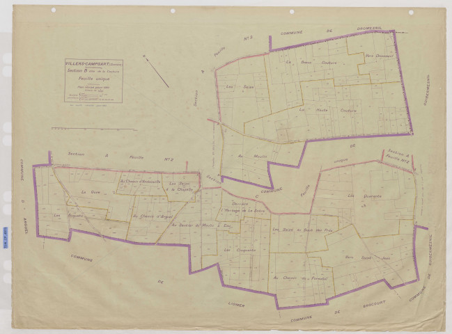 Plan du cadastre rénové - Villers-Campsart : section B
