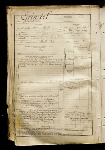 Grindel, Gabriel Arthur, né le 31 juillet 1879 à Abbeville (Somme), classe 1899, matricule n° 470, Bureau de recrutement d'Abbeville