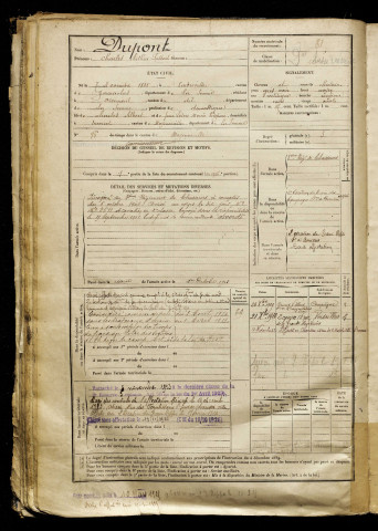 Dupont, Charles Arthur Fulbert, né le 07 novembre 1885 à Embreville (Somme), classe 1905, matricule n° 81, Bureau de recrutement d'Abbeville