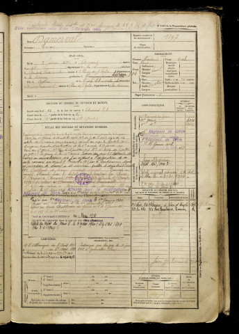 Damerval, Georges, né le 02 février 1896 à Amiens (Somme), classe 1916, matricule n° 1197, Bureau de recrutement d'Amiens