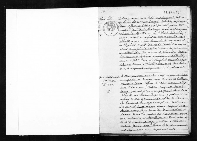 Abbeville : naissances, mariages, décès