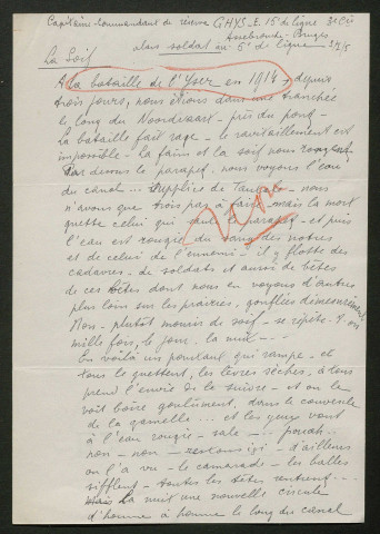 Témoignage de Ghys, E. et correspondance avec Jacques Péricard
