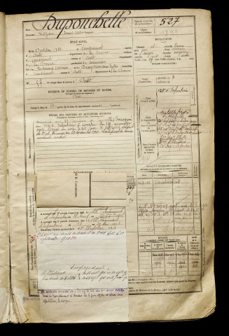 Duponchelle, Lazare Ernest Arsène, né le 23 octobre 1883 à Vaudricourt (Somme), classe 1903, matricule n° 527, Bureau de recrutement d'Abbeville