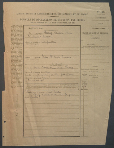 Table des successions et absences du bureau d'Amiens