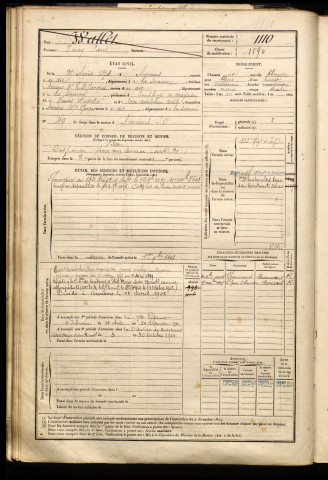 Wallet, Henry Paul, né le 27 août 1874 à Amiens (Somme), classe 1894, matricule n° 1110, Bureau de recrutement d'Amiens