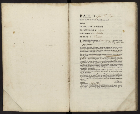 Contrôle des actes du bureau d'Andainville pour la période du 7 mai 1742 au 17 décembre 1743