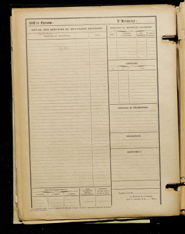 Prevost, Gaston, né le 27 mars 1895 à Aizecourt-le-Bas (Somme), classe 1915, matricule n° 1026, Bureau de recrutement de Péronne