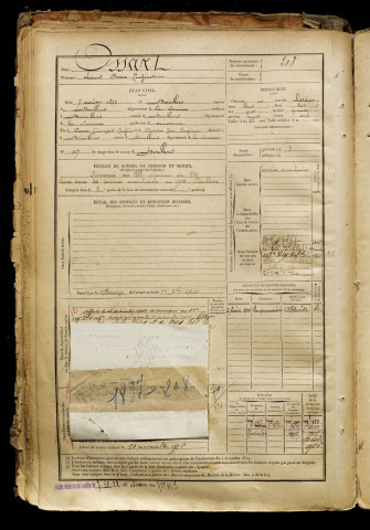 Ossart, Louis Omer Eugène, né le 07 août 1877 à Brévillers (Somme), classe 1897, matricule n° 208, Bureau de recrutement d'Abbeville