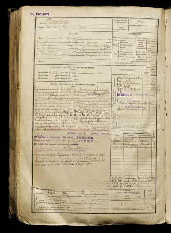 Boudou, Raphaël Léon, né le 08 novembre 1896 à Amiens (Somme), classe 1916, matricule n° 974, Bureau de recrutement d'Amiens