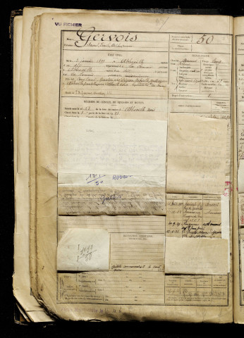 Gervois, Raoul Emile Arthur, né le 03 janvier 1899 à Abbeville (Somme), classe 1919, matricule n° 50, Bureau de recrutement d'Abbeville