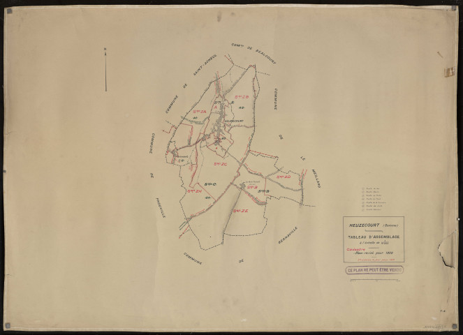 Plan du cadastre rénové - Heuzecourt : tableau d'assemblage (TA)