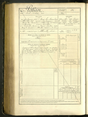 Robart, Arcole Aristide, né le 19 février 1862 à Bray-lès-Mareuil (Somme, France), classe 1882, matricule n° 420, Bureau de recrutement d'Abbeville