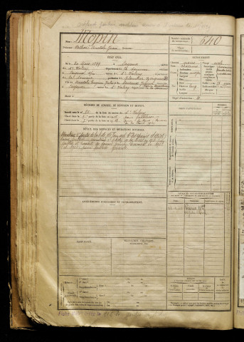 Mopin, Arthur Anatole Jean, né le 20 mars 1899 à Cayeux-sur-Mer (Somme), classe 1919, matricule n° 640, Bureau de recrutement d'Abbeville