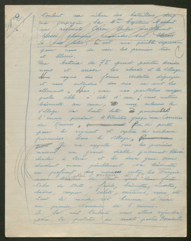 Témoignage de Marcenne, Louis (Sergent) et correspondance avec Jacques Péricard