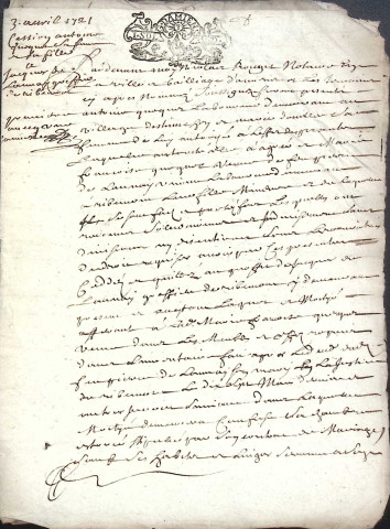 Etude de Me Nicolas Rouget à Amiens (étude n°5). Minutes des années 1721-1729