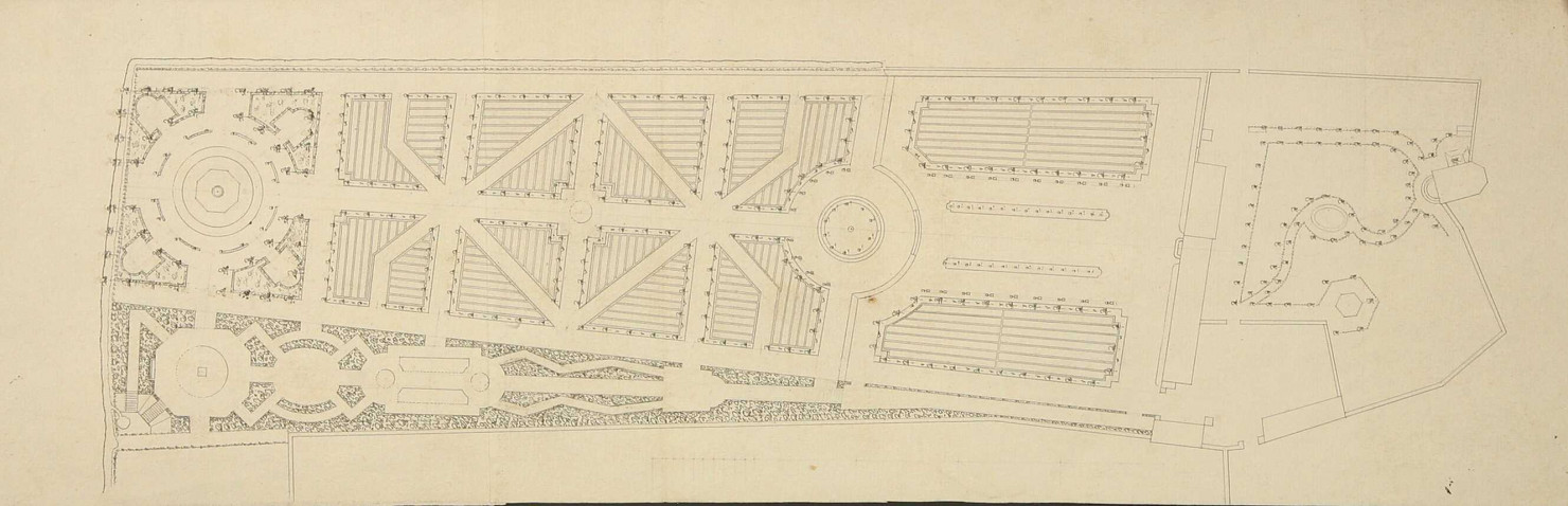 Amiens. Plan de situation de la promenade du Mail par ROUSSEAU, vers 1800